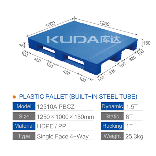 12510A PBCZ PLASTIC PALLET（BUILT-IN STEEL TUBE）