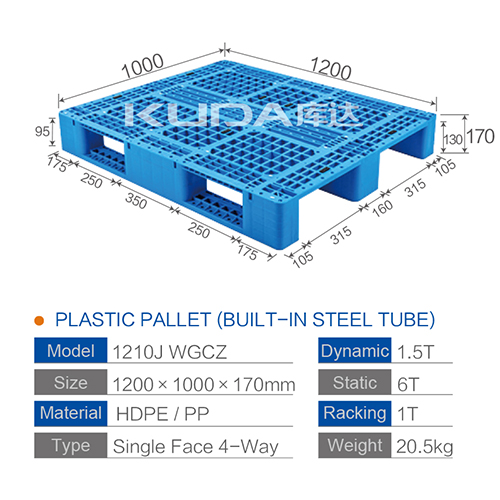 1210J WGCZ PLASTIC PALLET(BUILT-IN STEEL TUBE)