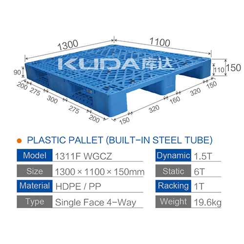 1311F WGCZ PLASTIC PALLET（BUILT-IN STEEL TUBE）
