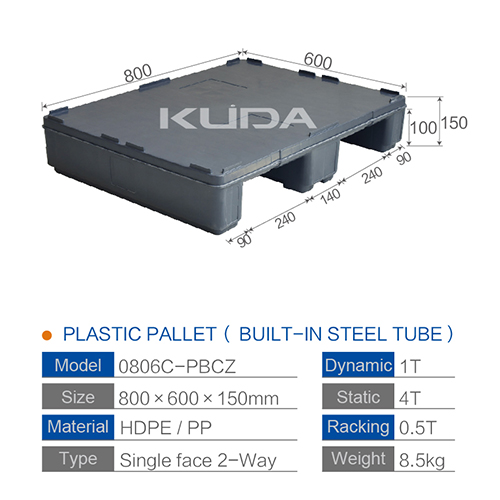 0806C-PBCZ PLASTIC PALLET(BUILT-IN STEEL TUBE)