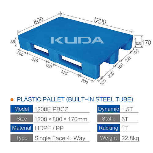 1208E-PBCZ PLASTIC PALLET（BUILT-IN STEEL TUBE）