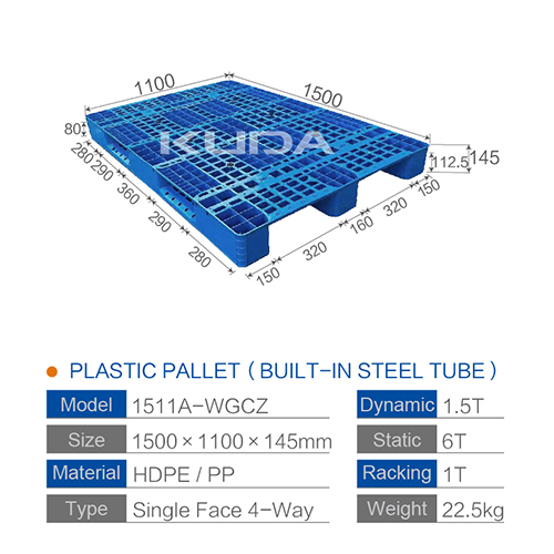 1511A-PBCZ PLASTIC PALLET（BUILT-IN STEEL TUBE）