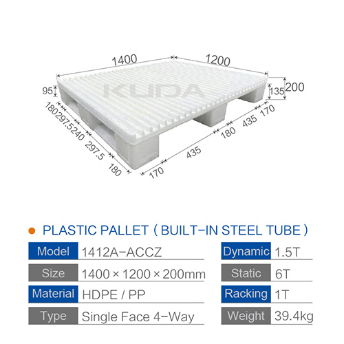 1412A-ACCZ PLASTIC PALLET（BUILT-IN STEEL TUBE）