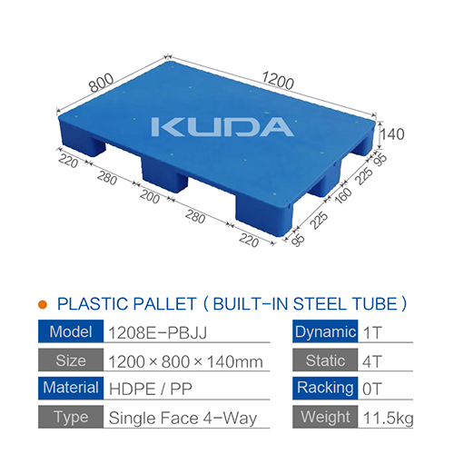 1208E-PBJJ PLASTIC PALLET（BUILT-IN STEEL TUBE）