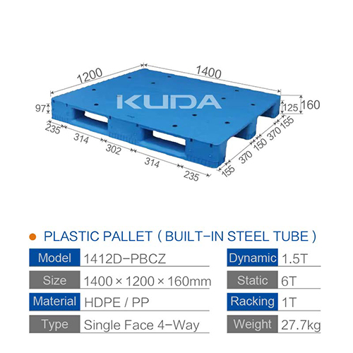 1412D-PBCZ PLASTIC PALLT(BUILT-IN STEEL TUBE)