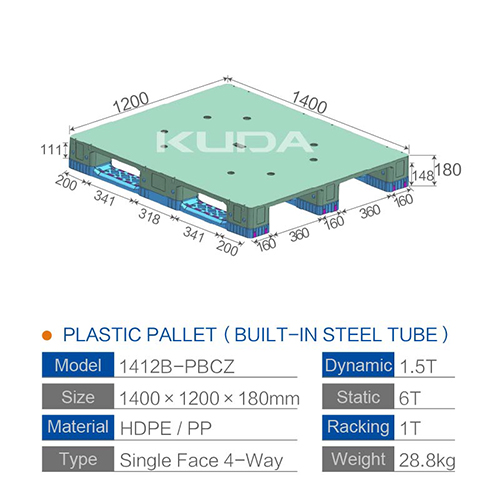 1412B-PBCZ PLASTIC PALLT(BUILT-IN STEEL TUBE)