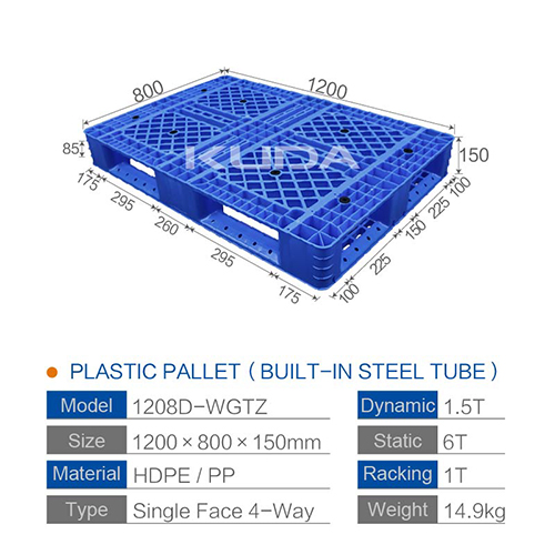1208D-WGTZ PLASTIC PALLET(BUILT-IN STEEL TUBE)