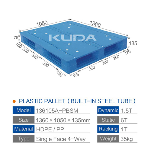 136105A-PBSM PLASTIC PALLET（BUILT-IN STEEL TUBE）