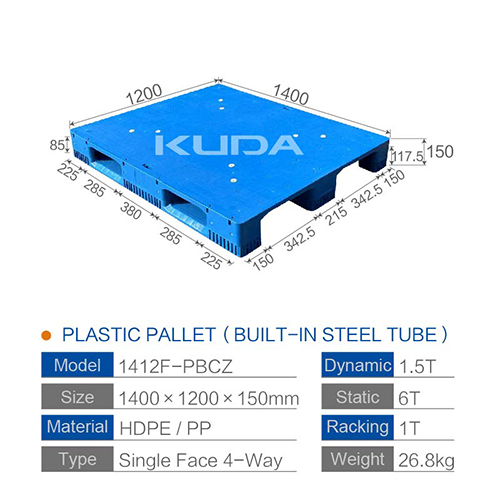 1412F-PBCZ PLASTIC PALLT(BUILT-IN STEEL TUBE)