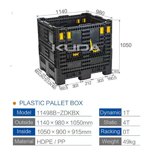 11498B-ZDKBX COLLAPSIBLE PLASTIC PALLET BOX