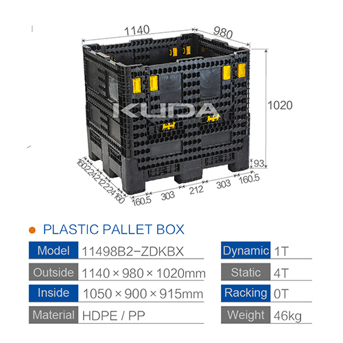 11498B2-ZDKBX COLLAPSIBLE PLASTIC PALLET BOX